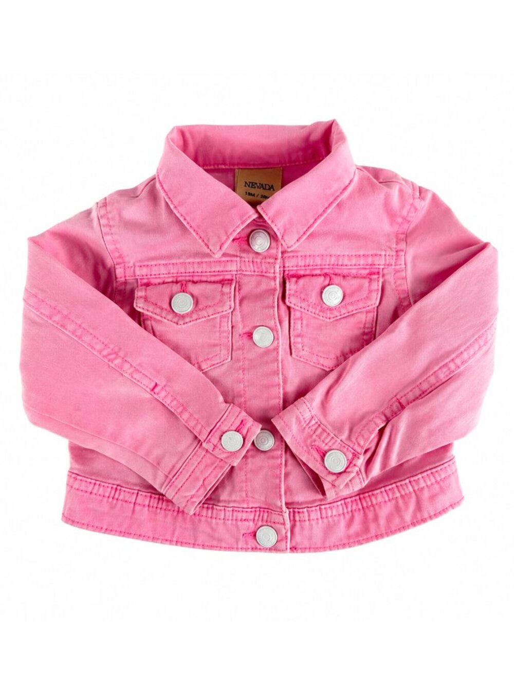 Nevada Girls 18M Hot Pink Denim Jacket White Snap Front Stretch Cotton
